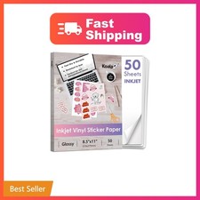 Koala Vinyl Sticker Paper for Inkjet Printer, Waterproof Glossy 50 Sheets  V...