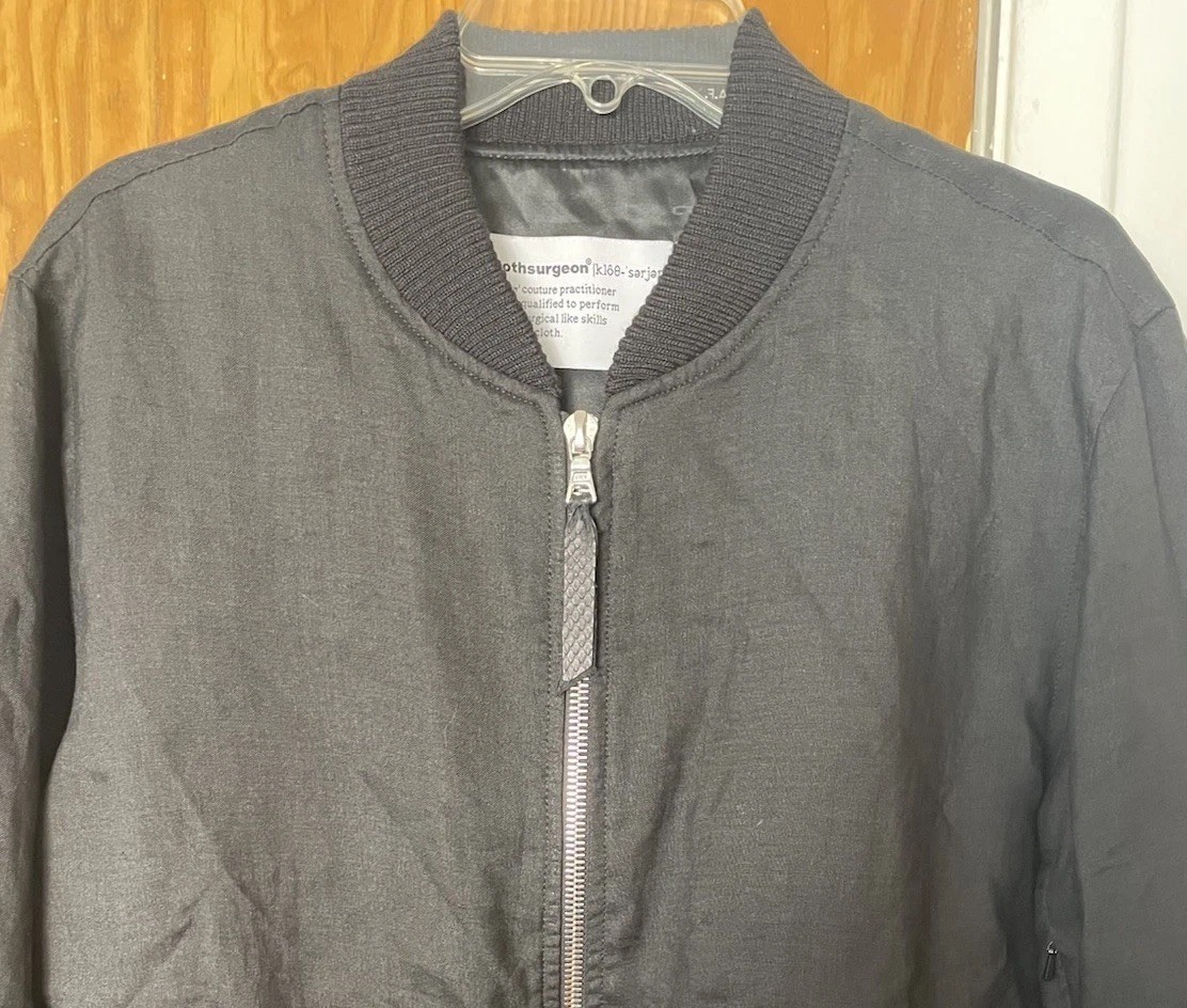 RARE Clothsurgeon Linen Bomber Jacket Men’s Size Medium Zip Silk Lined England image 4