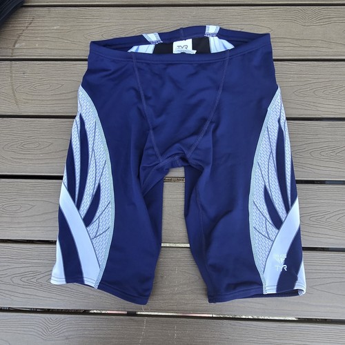 TYR Men's Durafast One Navy/white Phoenix Splice Swim Jammer SZ 30 New No Tags
