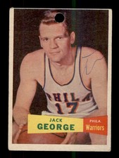 1957-58 TOPPS BASKETBALL #67 JACK GEORGE ROOKIE RC WARRIORS (HOLE PUNCH)