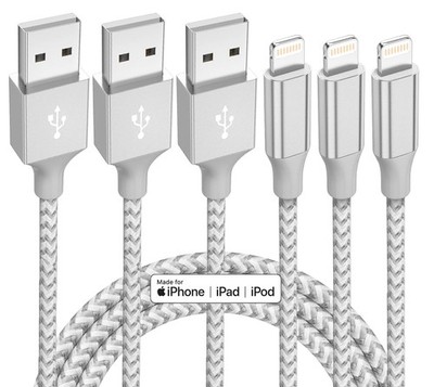 iPhone Charger 3 Pack 10 ft Apple MFi Certified Lightning Nylon Braided Cable...
