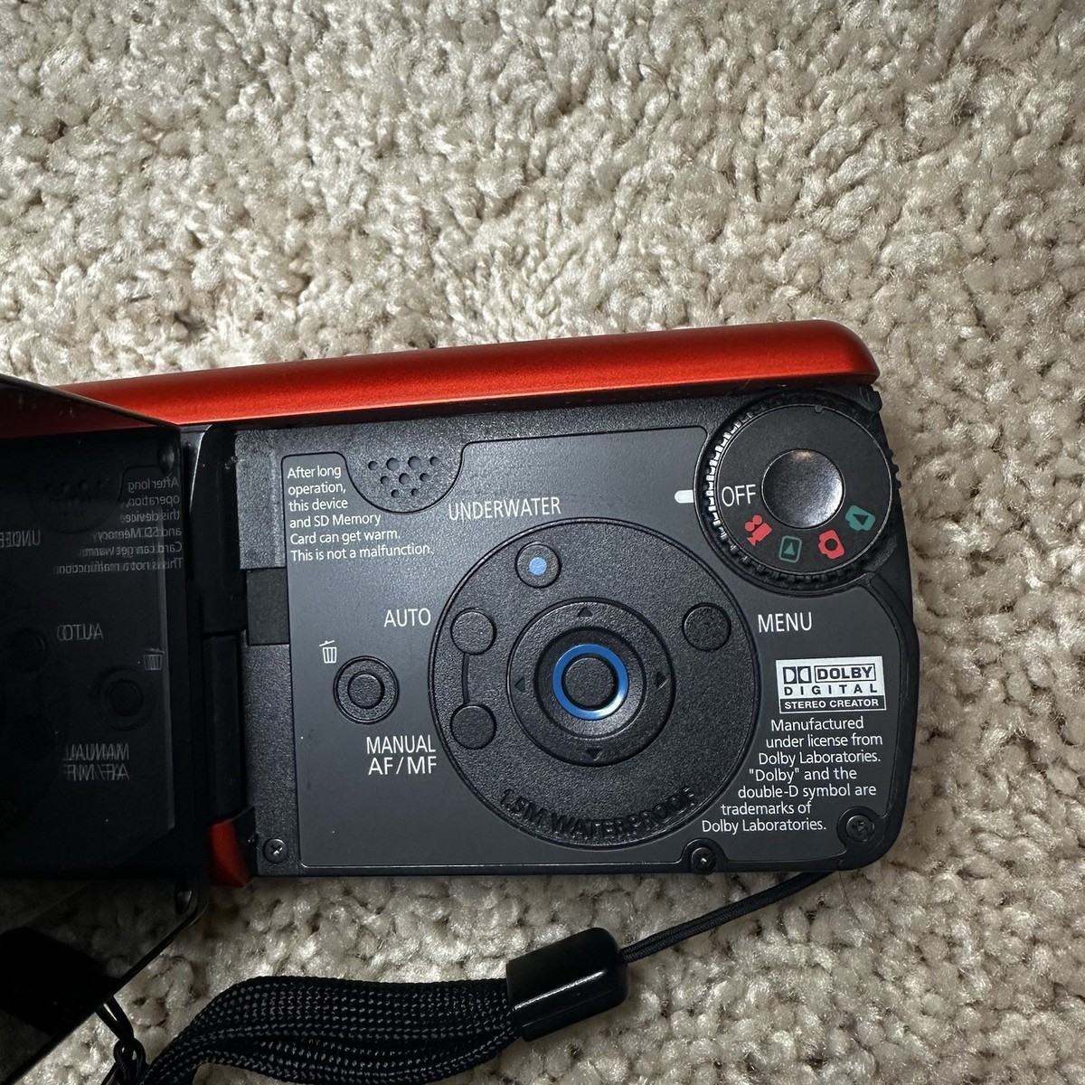 Panasonic SDR-SW20 10x Zoom Red Waterproof SD Camcorder For Parts