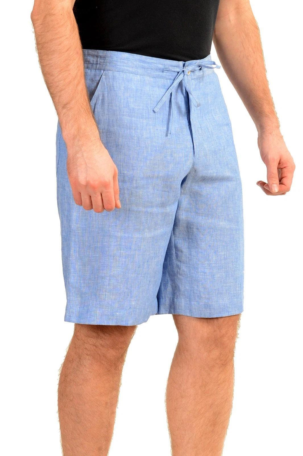Malo Men's Blue 100% Linen Bermuda Shorts US 32 IT 48