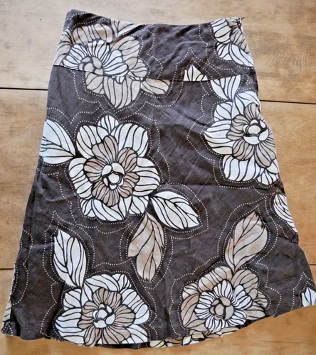 H&M 100% Linen Skirt Floral Womens 4 / 27" waist
