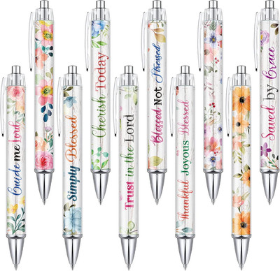 10 Pcs Christian Pens for Women Religious Ink Pens Easter Gifts Inspirational Qu