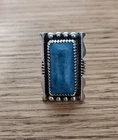 NAVAJO STERLING SILVER RING WITH RAISED DENIM LAPIS NUGGET - SIZE 7 3/4