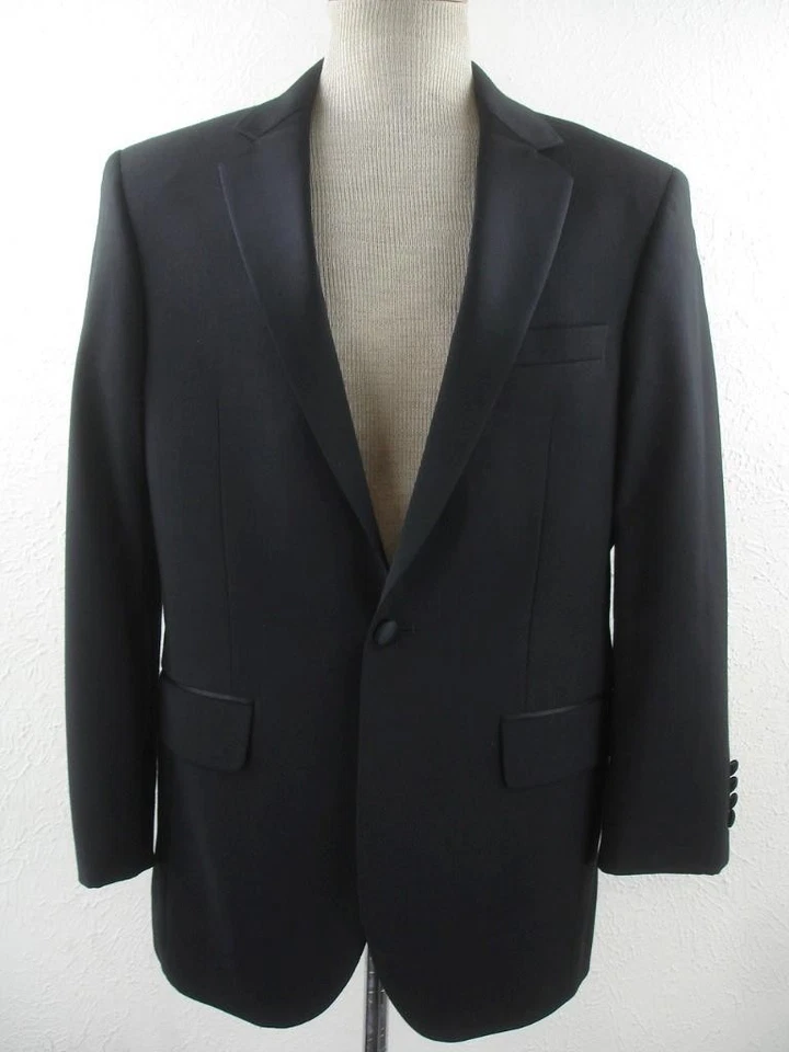 Men's 38R Jos. A Bank 2-Pc Slim Fit Formal Tuxedo Notch Suit Black Pants 34 X 32 - Image 2 of 4