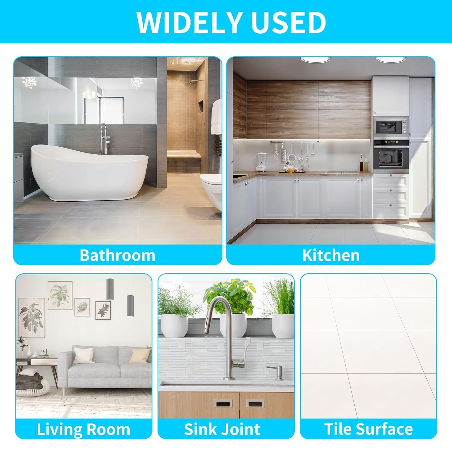 11Pcs Silicone Caulking Tools 3 in1 Grout Removal Tool(Stainless Black 