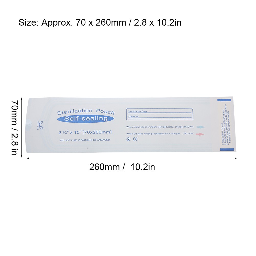 200pcs Box 70 X 260mm Self Sealing Pouches Dental Pouches Bags Accessory HEN