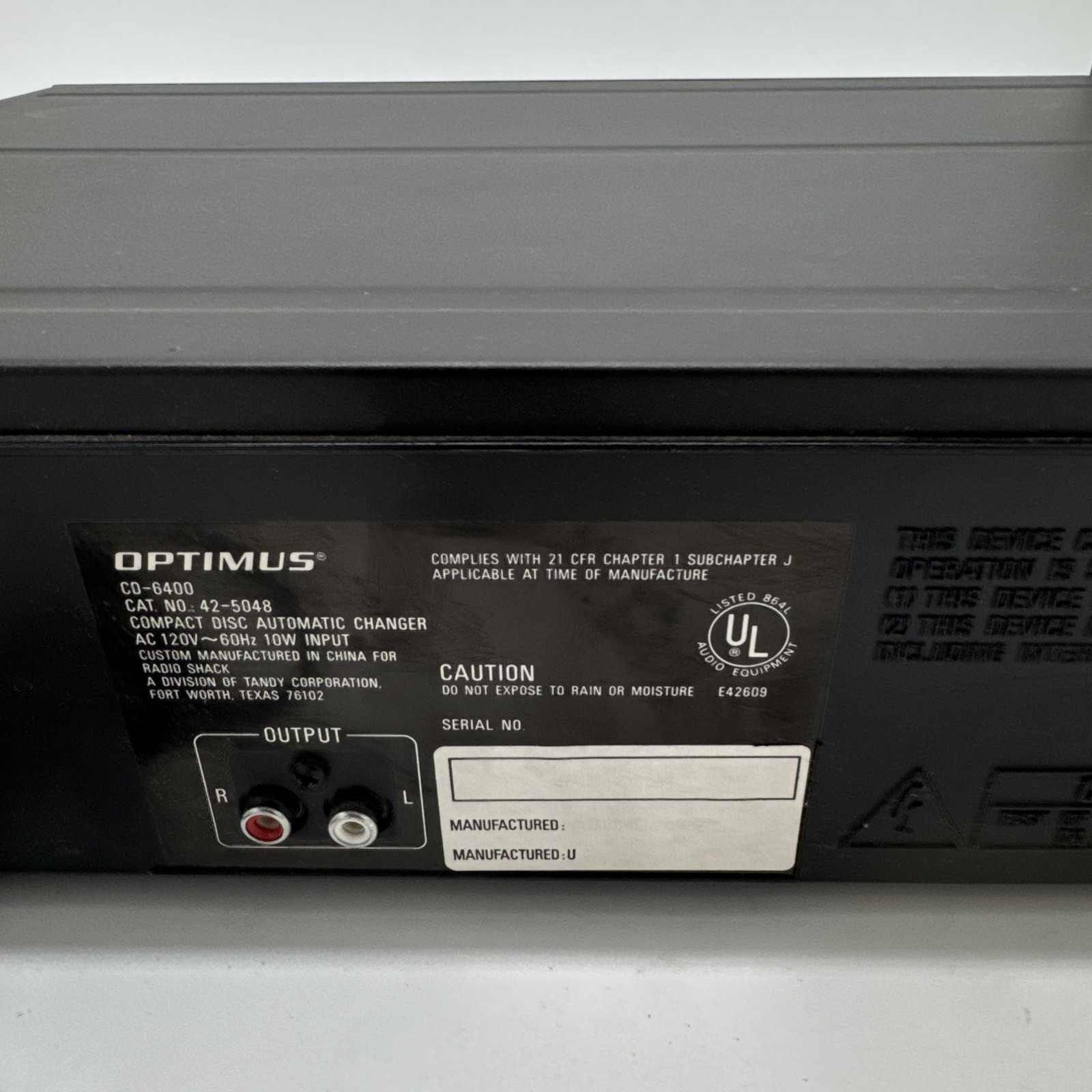 Optimus Compact disc Changer Professional Series CD-6400 NO REMOTE