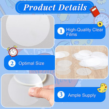 500 Pcs Clear Badge Film Button Making Supplies 70mm 2.76in Transparent Bad...
