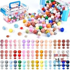 Lainballow 350Pcs Silicone Beads for Keychain Making - 12/14/15mm
