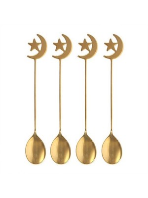 4er Set Stern und Mond Teelöffel