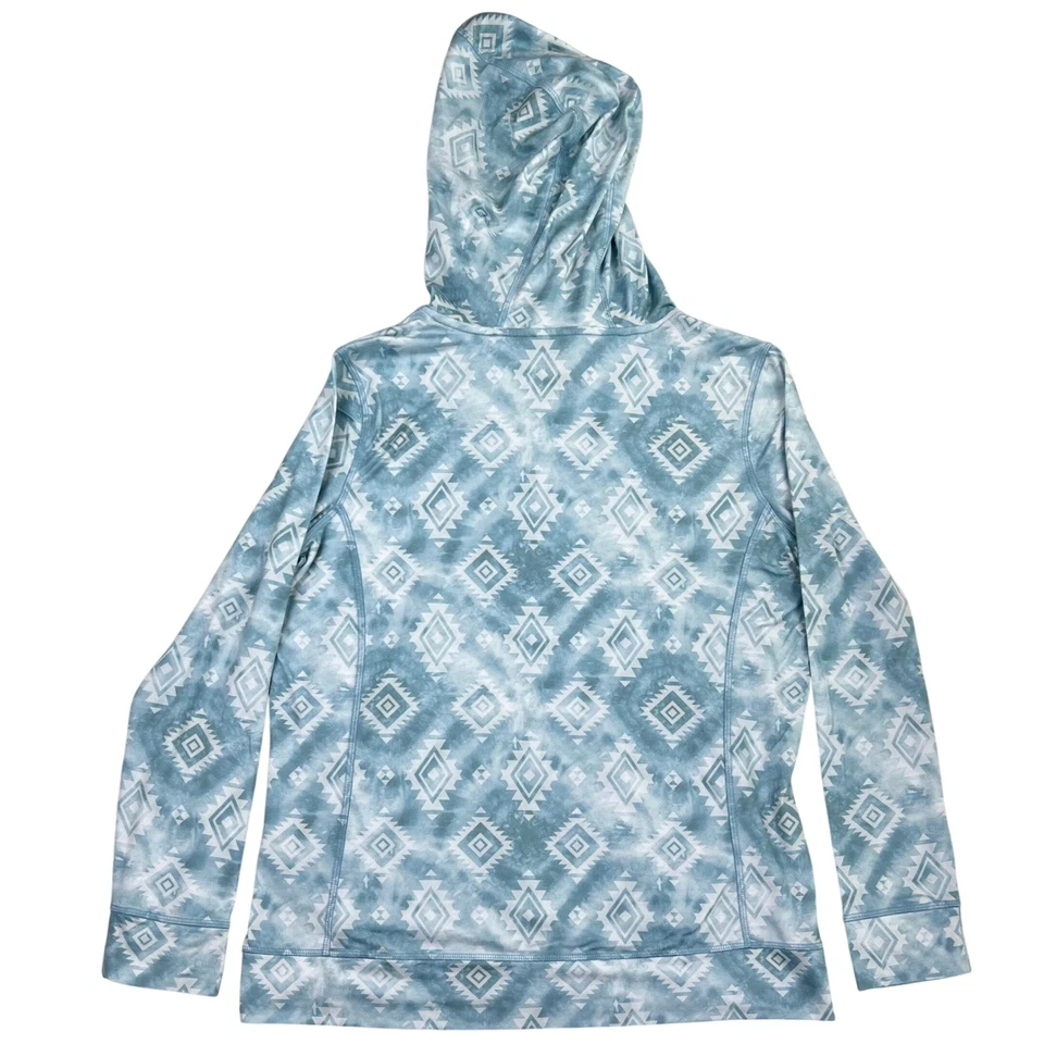 ZeroXposur Hoodie Women's MEDIUM Teal Nebula Aztec Diamond UPF 50+ Run Fishing - Image 2 of 4