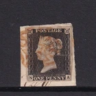 GB 1840 Penny Black, Plate 3, 4-Margins on Original Piece                (p1167)