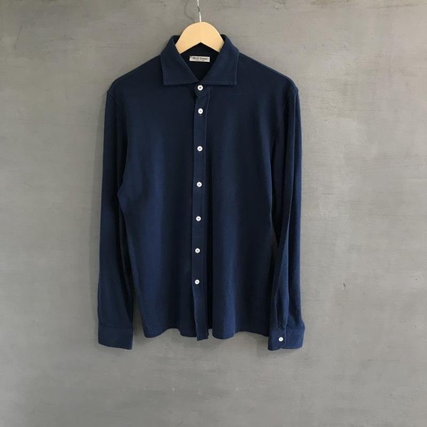 Men Gran Sasso Shirt Navy Cotton 38 / M / 46 #1USP