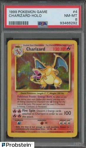 1999 Pokemon Game #4 Charizard Holo PSA 8 NM-MT