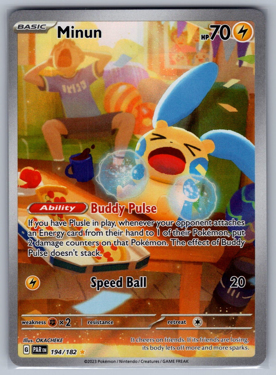 Minun 194/182 Illustration Rare Paradox Rift Pokemon NM
