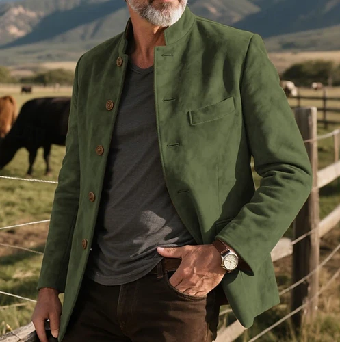 German Bavarian Pure Suede Blazer Jacket Alpine Traditional Coat Tyrolean Style - product listing photo