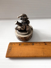 Vintage Round Clown Sitting On A Drum Fine Pewter Ring Trinket Box