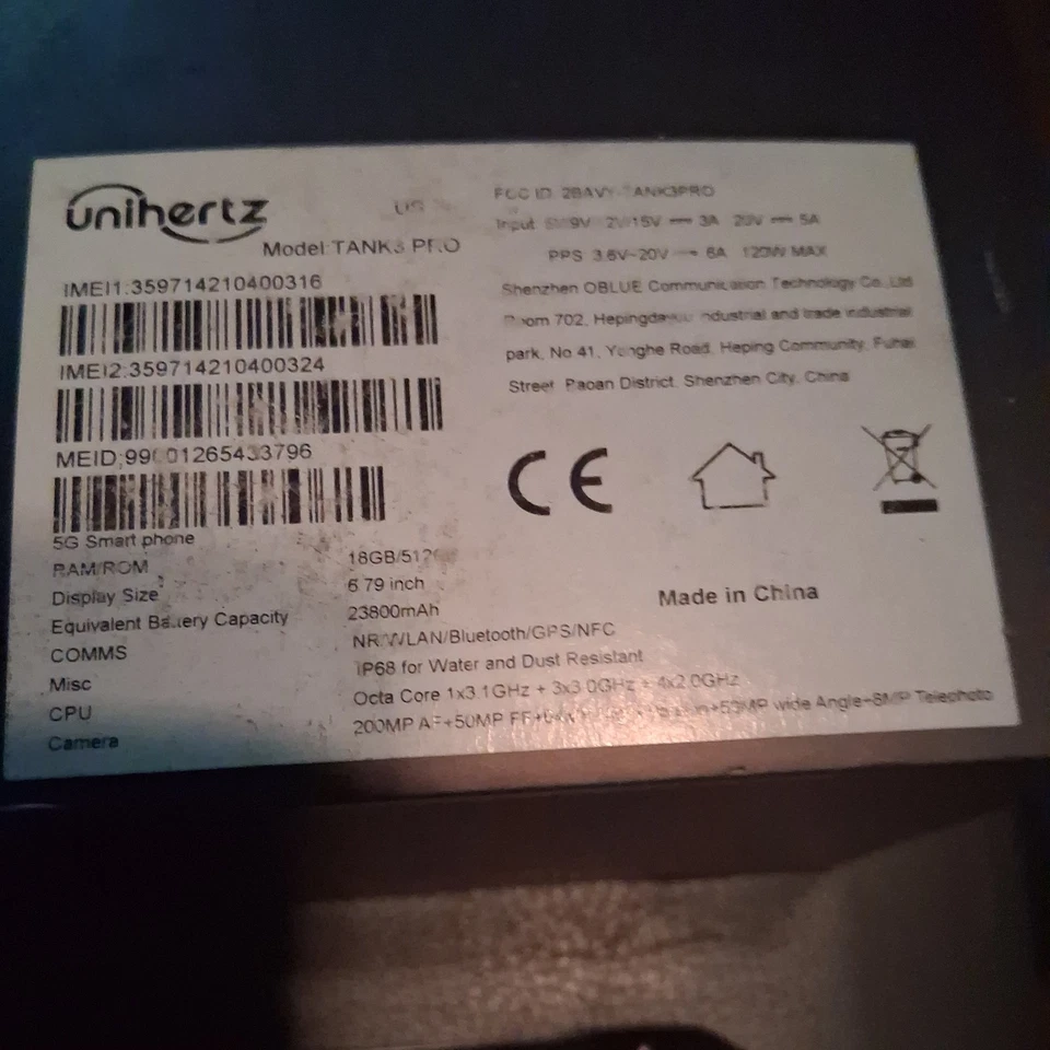 Unihertz Tank 3 Pro 5G Rugged Phone 100LM Projector 36GB+512G 200MP/Night Vision - Image 4 of 4