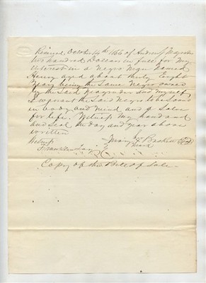 Bill of Sale for Male Negro Named Henry 1856