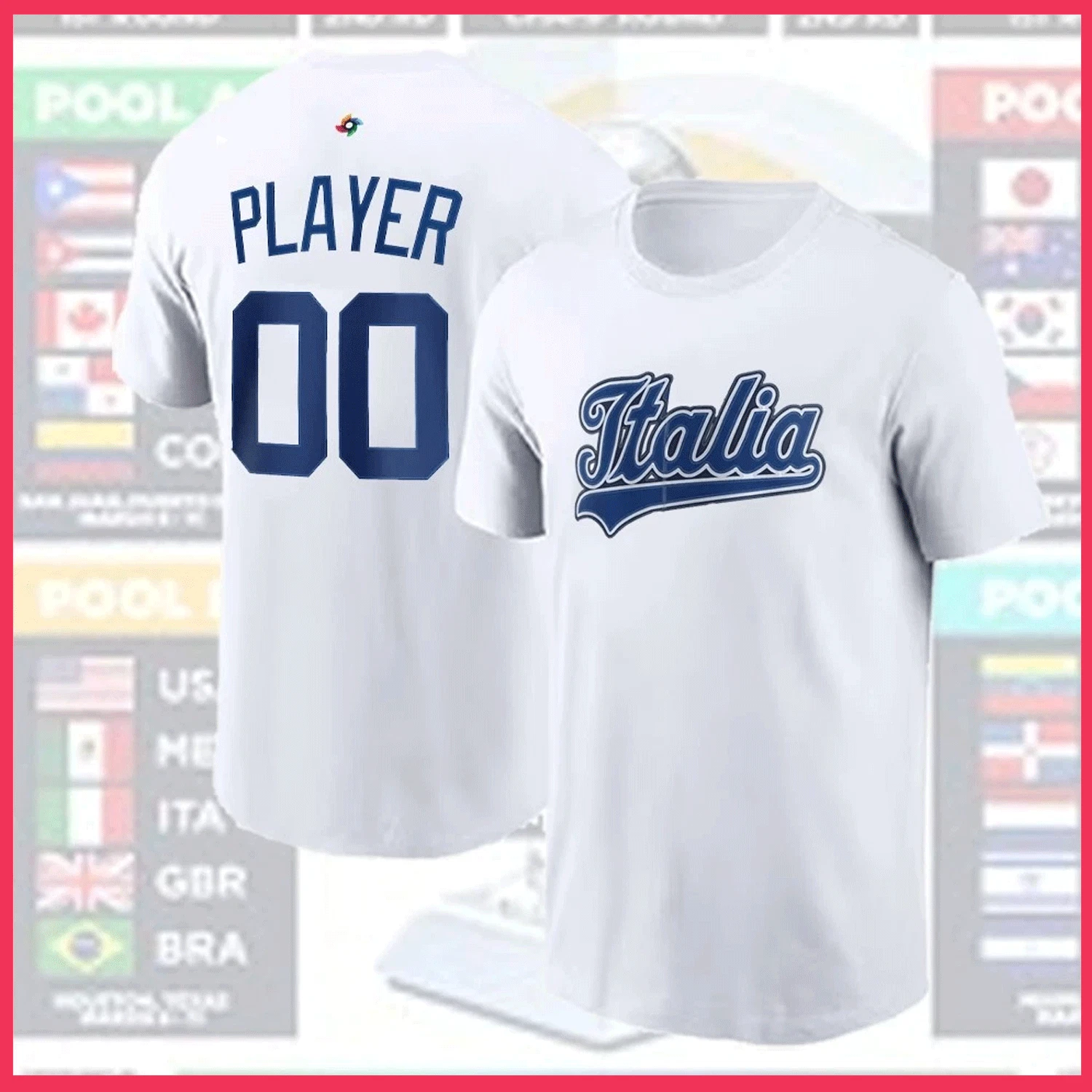 Personalized Italy Baseball 2026 World Baseball Classic Name & Number For Fan
