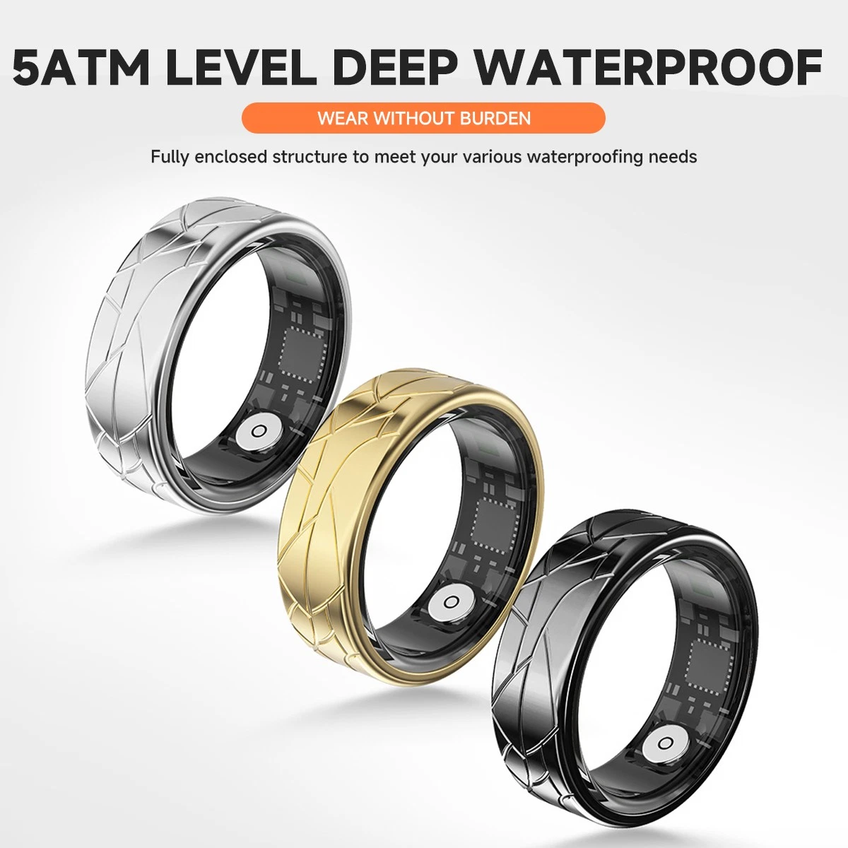 Smart Ring Fitness Tracker Display Screen Heart Rate SPO2 ROS Sleep Monitoring