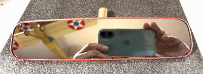 Vintage 1963 Ford Galaxie Rear View Mirror With Support Arm Painted Red
