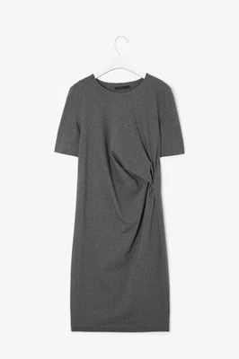 COS - Vestido Camiseta Jersey Algodón Estampado Lateral Gris, L - Imagen 1 de 4