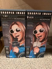 2 Sharper Image Bluetooth Music Stream Microphone for Karaoke Built-In Speaker