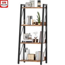 4-Tier Ladder Shelf Storage Bookshelf Corner Unit Metal Frame Easy Assembly New