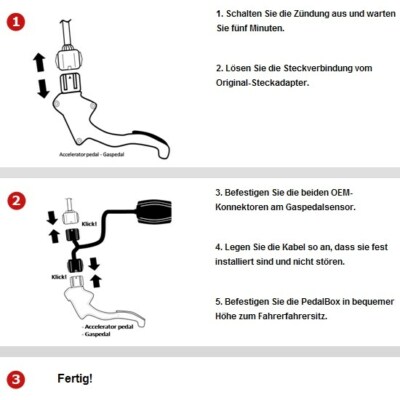 DTE Pedalbox Plus App Schlüsselband für AUDI A3 Limousine 8VS 8VM 2013- 110PS 8 