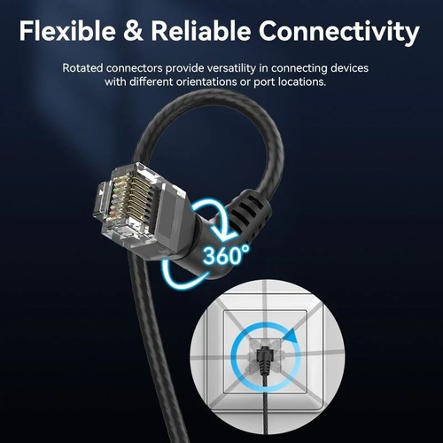 CAT6a RJ45 Right Angle Ethernet Cable Network LAN Patch Lead Fast Speed 50 cm - 第 4/10 張圖片