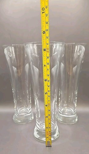 Set of 3 Classic PILSNER BEER Clear Glasses 10 oz Unbranded Bareware 8.5" - Picture 3 of 8
