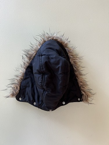 JUSTICE Girl’s Black Puffer Coat Size 10 Removable Faux Fur Hood Distressed - Picture 12 of 24