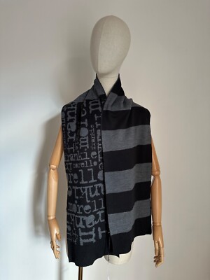 FRANKIE MORELLO Unisex Scarf Gray Wool 170/27cm!