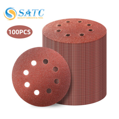 100x 5 Inch 8 Hole Hook Loop Sanding Discs 120 Grit Orbital Sander Sandpaper Pad