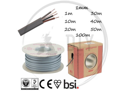 Interruptores de 2 vías de iluminación de cable 1 mm 3 núcleo y gris tierra aprobados por BASEC 6243 AÑOS - Imagen 1 de 2