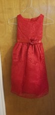 Girls Dress Lovely Sleeveless Floral Lace Flower Girl Dress tea length RED