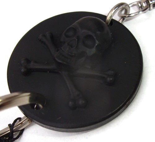 Sobral Brazil Black Embossed Skull Artist Made Key Chain Ring - Picture 2 of 7