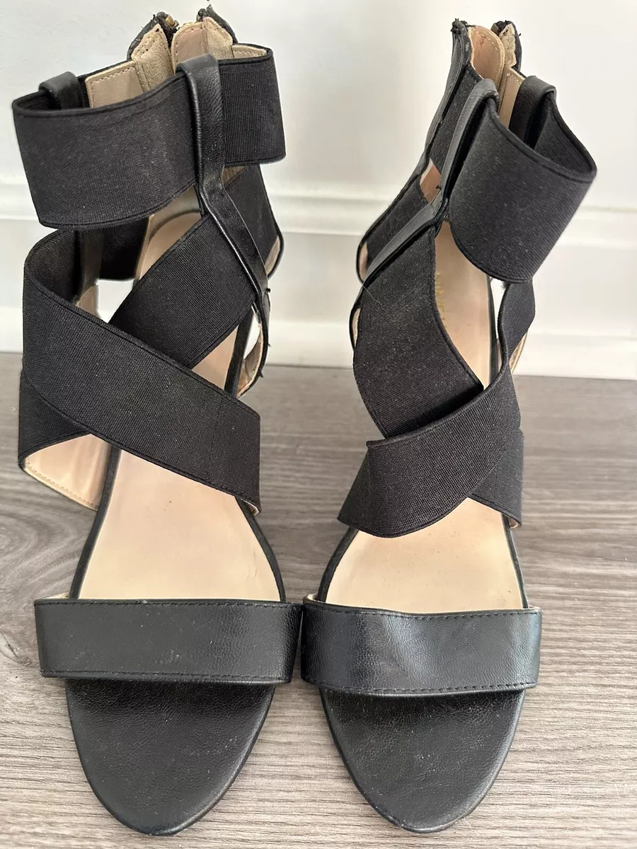 Nine West Black Strappy Heel With Zipper Size 6M