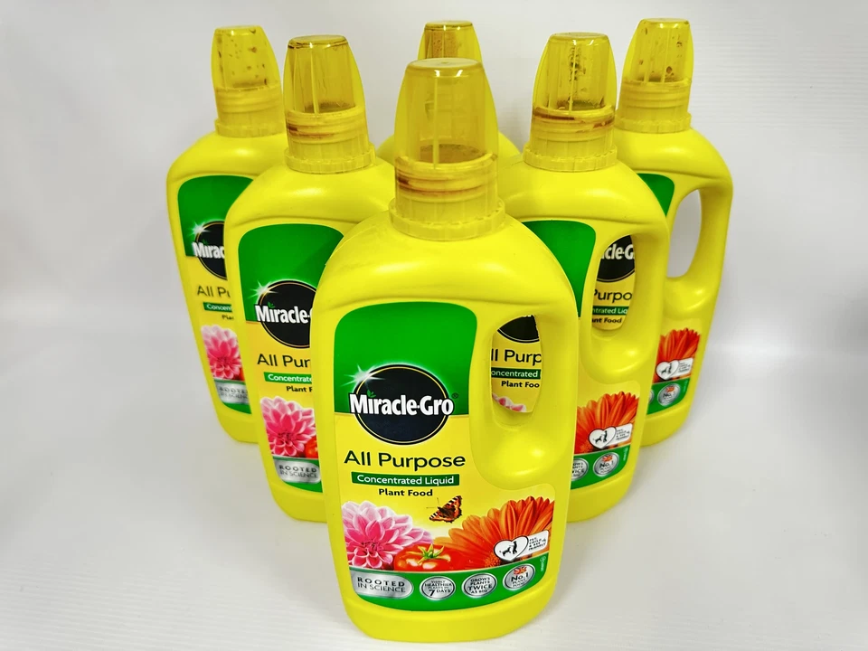 6 X Miracle Gro Grow All Purpose Liquid Plant Food Feed Concentrated Fertiliser