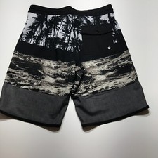Old Navy California Swim Shorts Mens Size 28 Gray Print Unlined Trunks Quick Dry