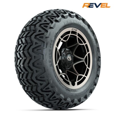 Set of 4, GTW 14'' Nexus Bronze Golf Cart Wheels w 23x10R14 Predator AT Tires