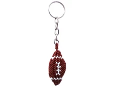 Football Seed Bead Keychain Handmade Gift for Men Sport Athlete Team Accessories