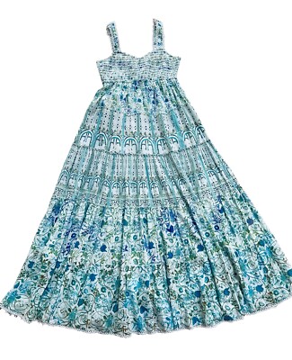 Rococo Sand ELAN Dress Tiered Smocked Resort Sundress Boho size M/L 100%  Cotton | eBay