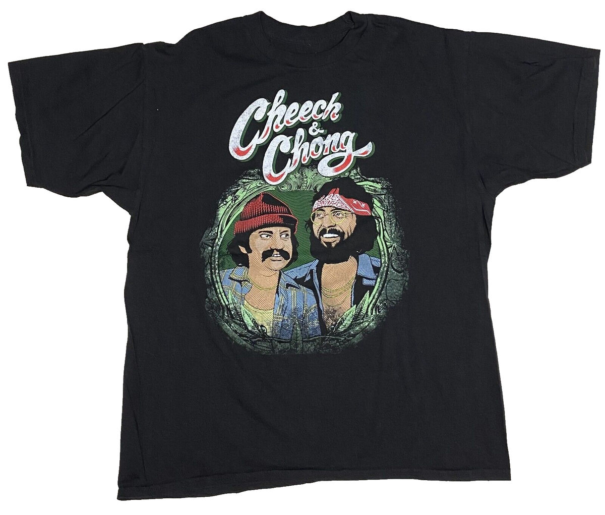 Cheech & Chong Graphic Print Cotton Black Crew Neck T-Shirt XL 