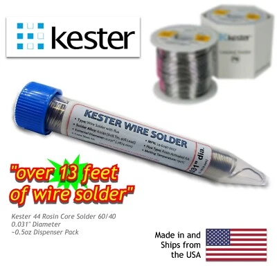 Kester 44 Rosin Core Solder 60/40 .031" (0.8mm) 0.5oz Dispenser Pack