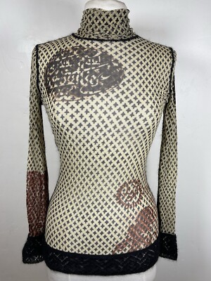 Authenticated Y2K Jean Paul Gaultier Graphic mesh top size Small